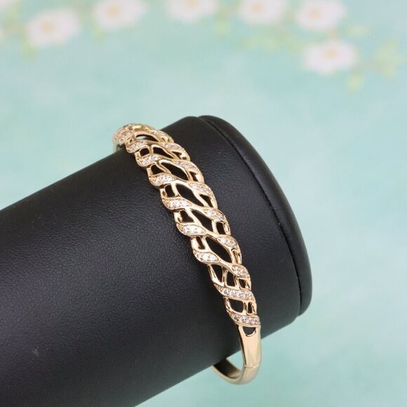 Elegant Rose Gold Chain Design Bangle with Sparkling Accents, XPBL0598 - Picture 6 of 12